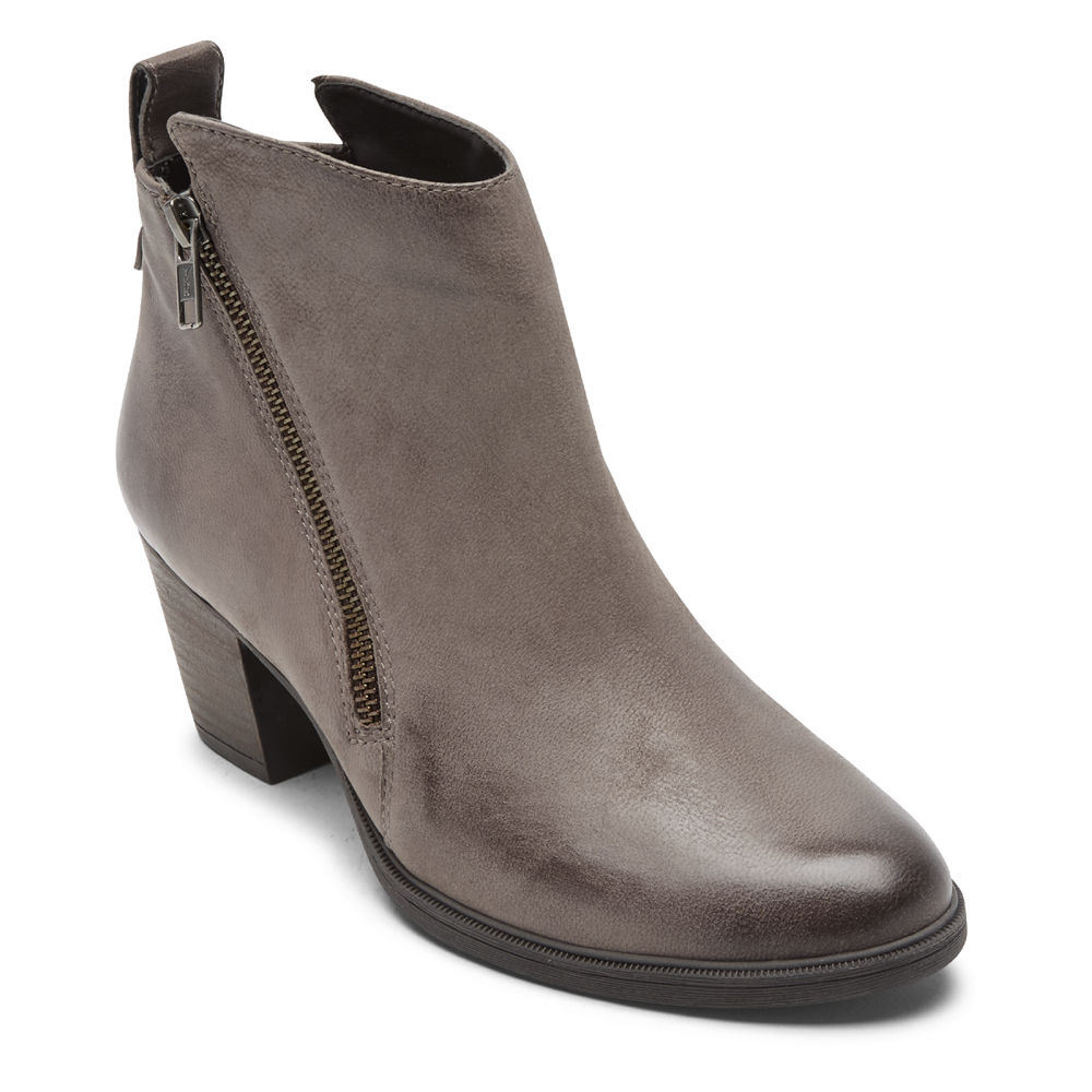 Rockport Singapore Womens Boots - Maddie Ankle Zip Grey - VG7619053